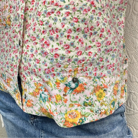 Custo Barcelona VTG Cotton Button Down Floral Short Sleeve Blouse - Picture 13 of 15